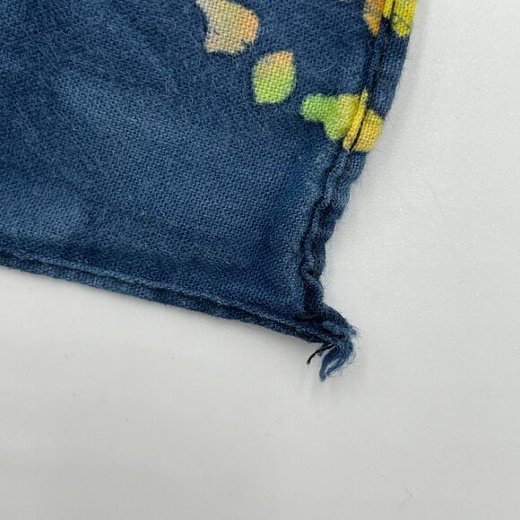 Batik Bandana Scarf Floral Paisley Blue Colorful Hippie Boho Unisex Cotton Artsy - Picture 3 of 10